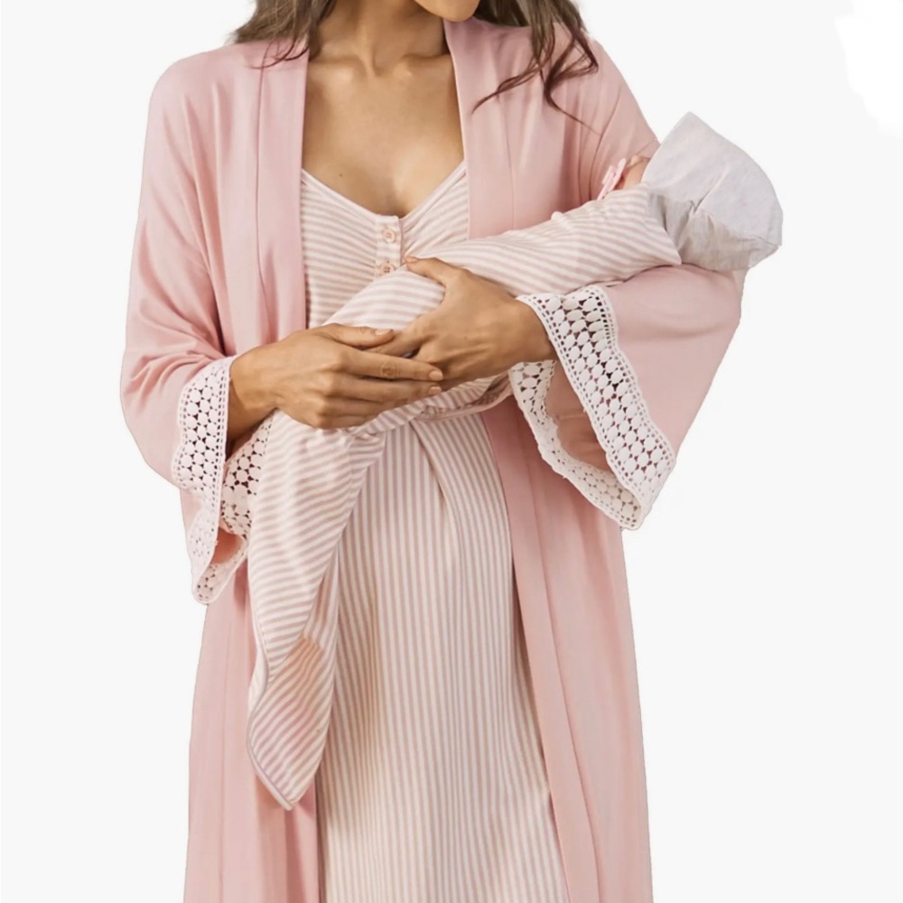 Angel Maternity Hospital Pack Nursing Nightgown, Robe & Baby Wrap Size Medium